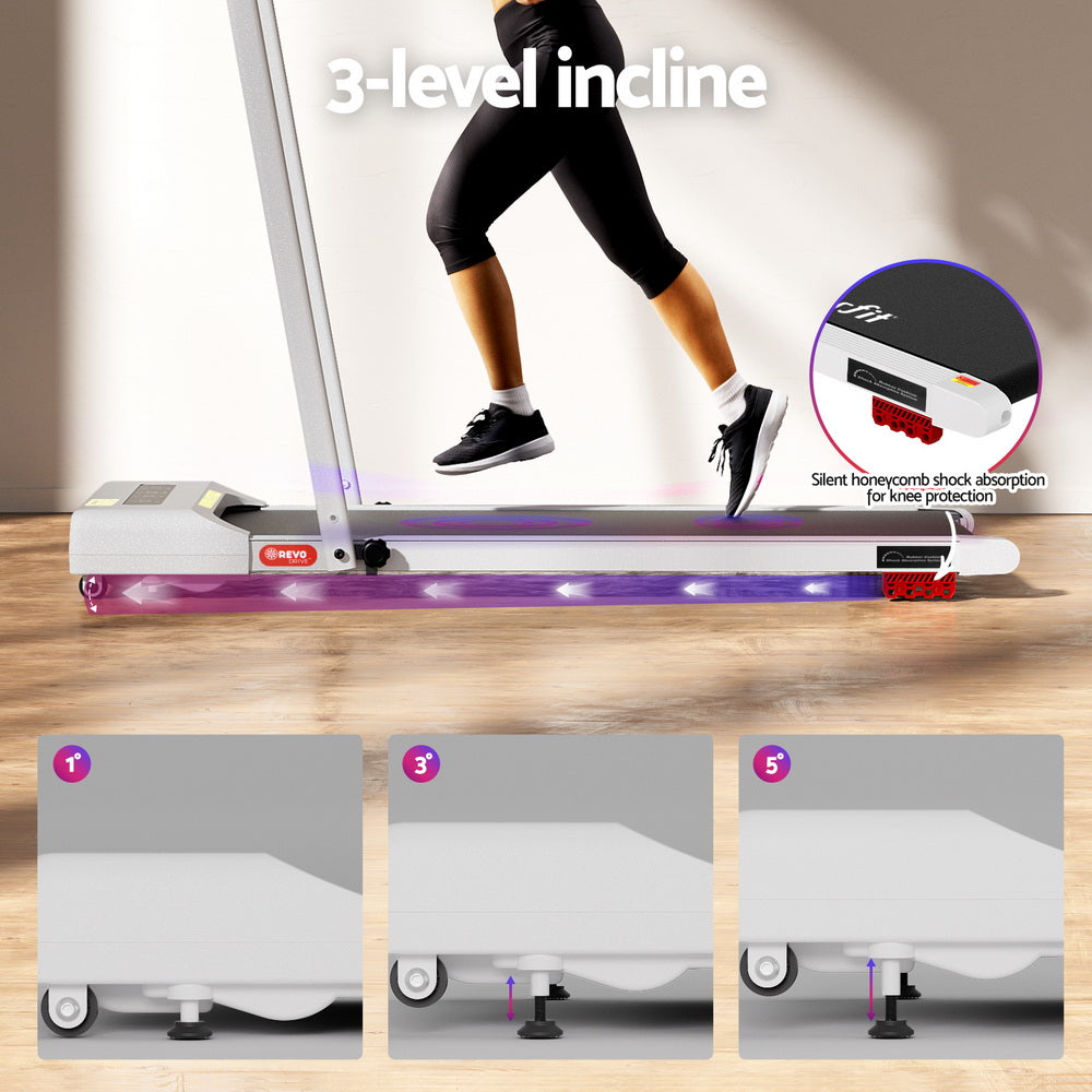 Treadmills: Everfit Treadmill Electric Walking Pad Incline Under Desk 380mm White