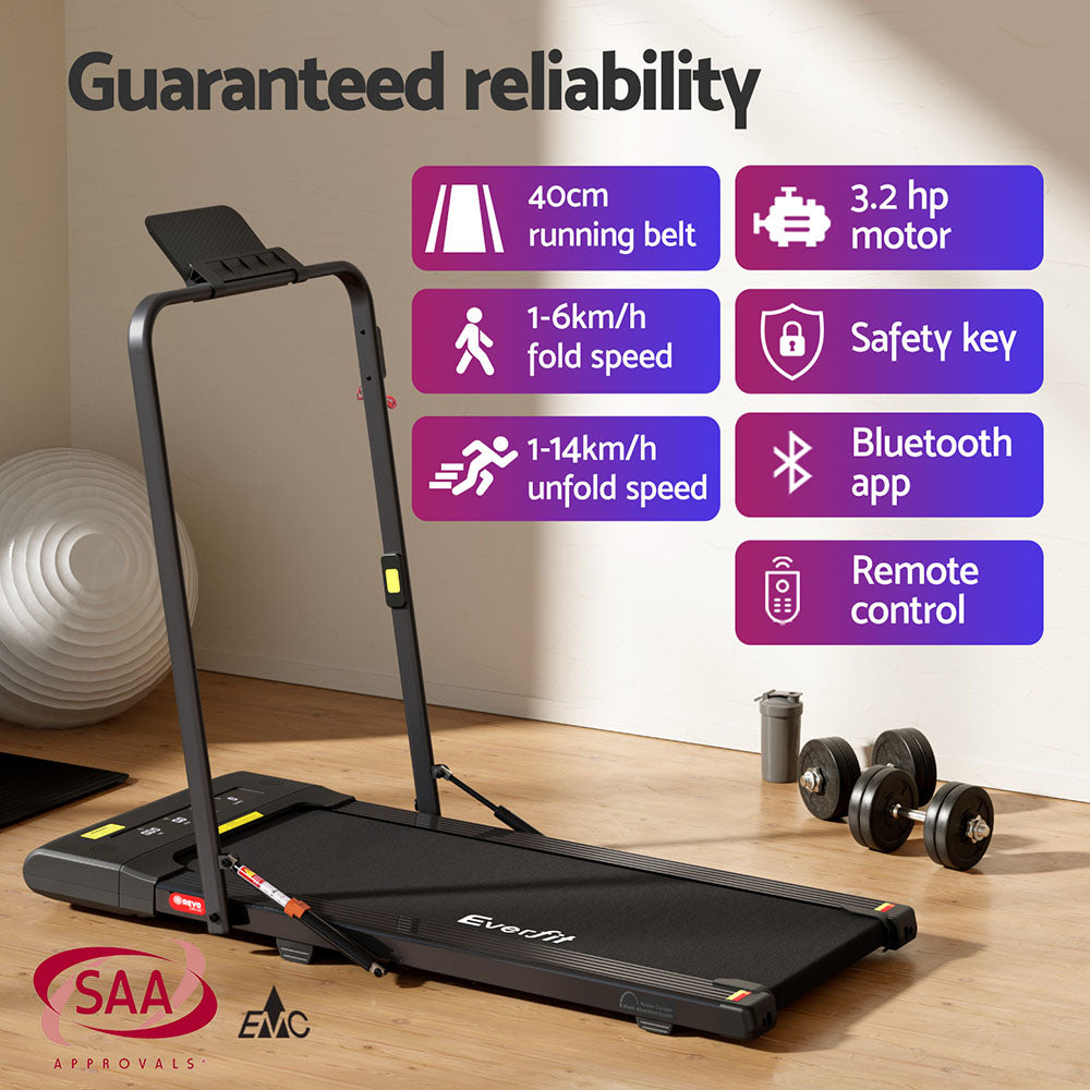 Treadmills: Everfit Treadmill Electric Walking Pad Under Desk Home Gym Fitness 400mm Black