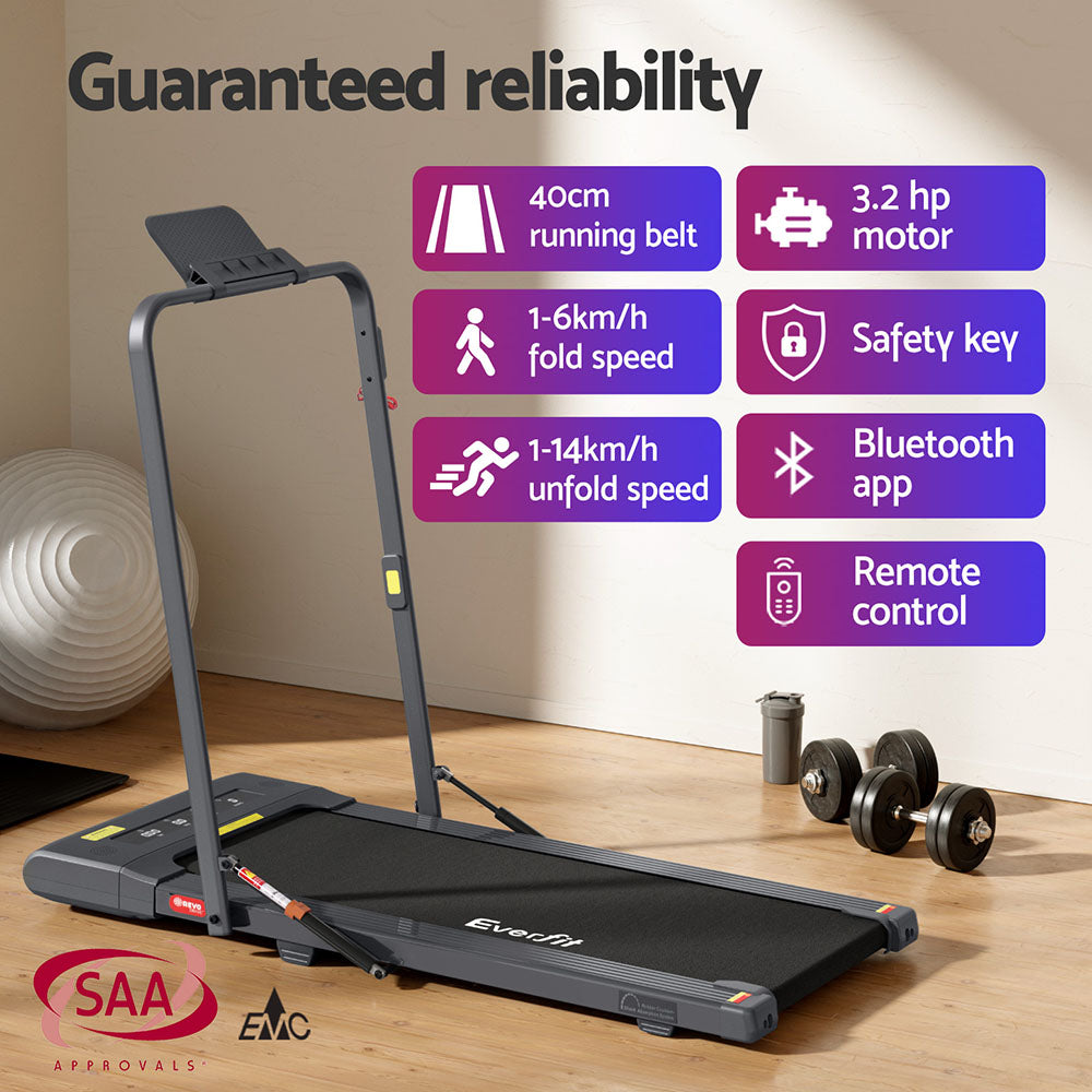 Treadmills: Everfit Treadmill Electric Walking Pad Under Desk Home Gym Fitness 400mm Grey