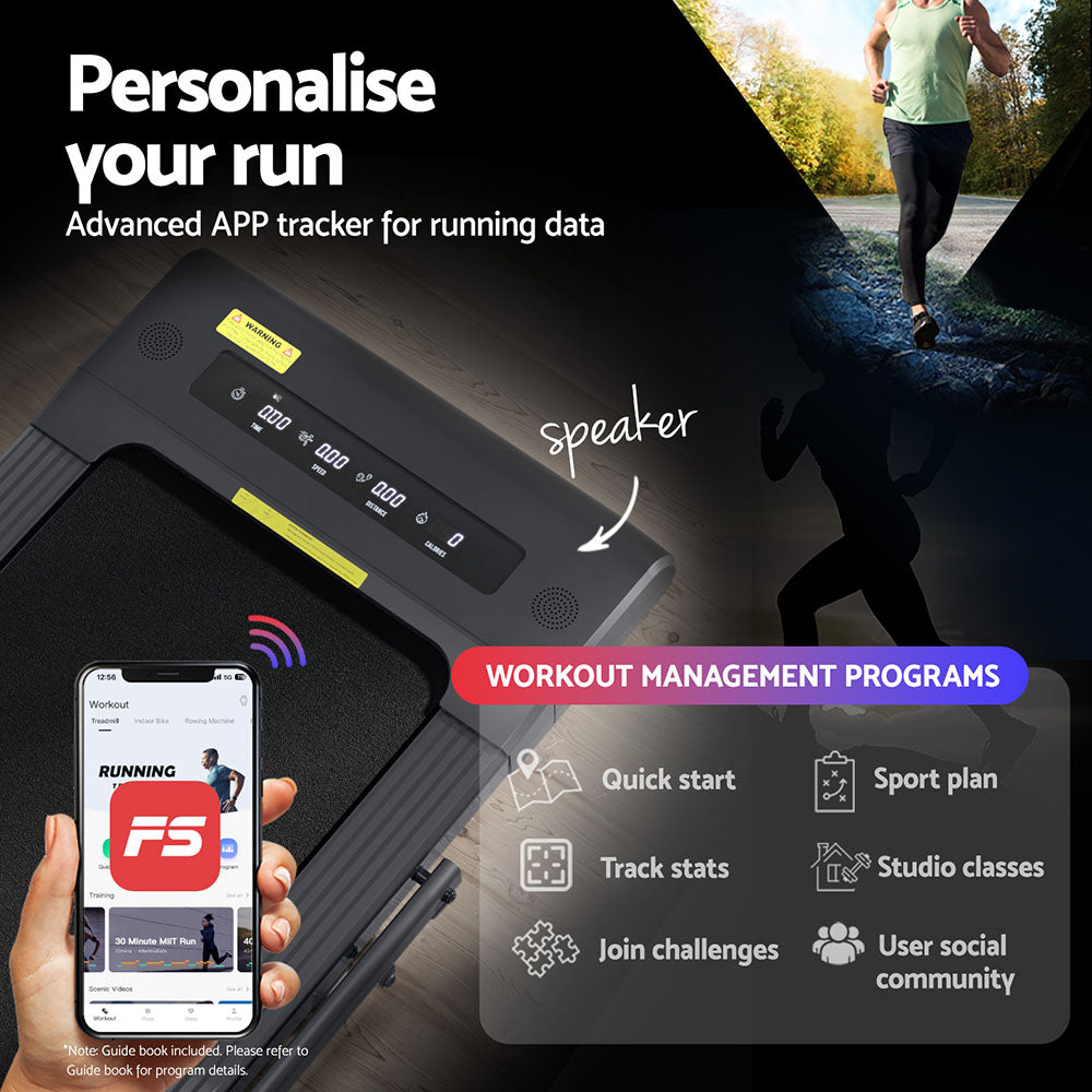 Treadmills: Everfit Treadmill Electric Walking Pad Under Desk Home Gym Fitness 400mm Grey