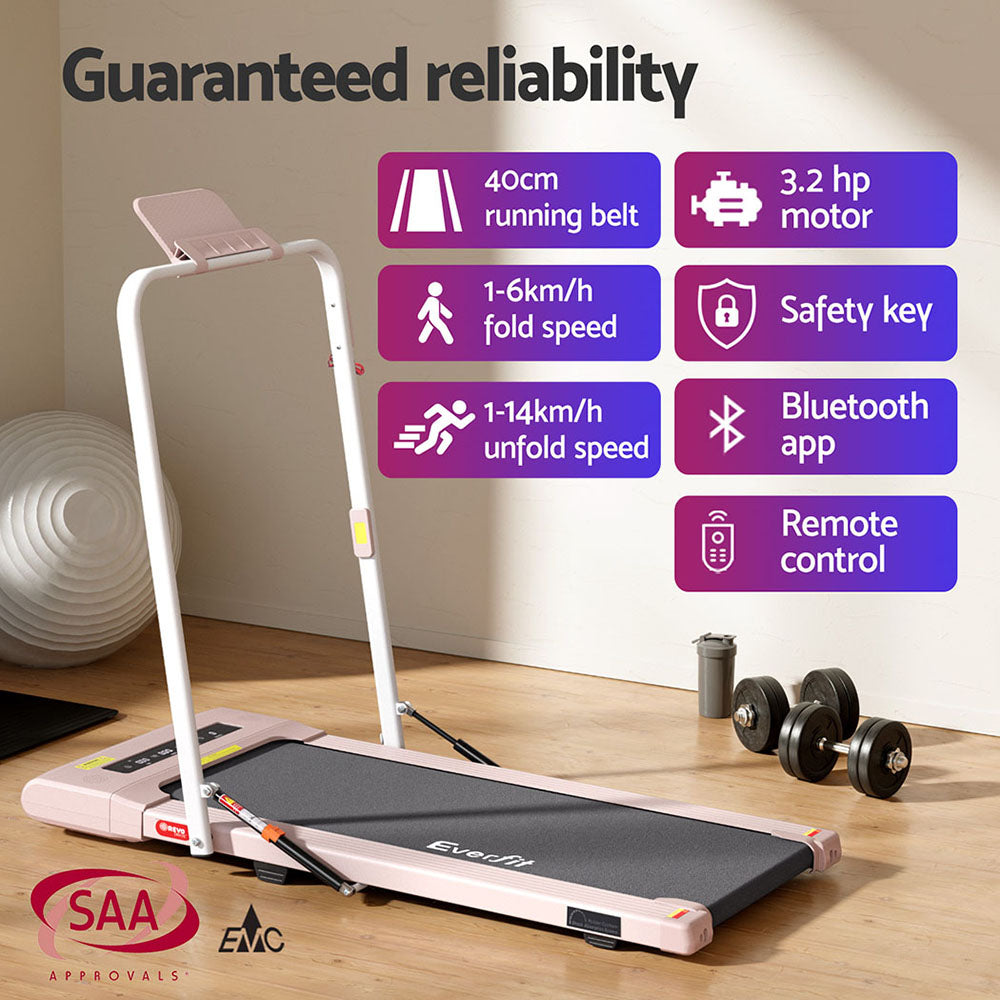 Treadmills: Everfit Treadmill Electric Walking Pad Under Desk Home Gym Fitness 400mm Pink