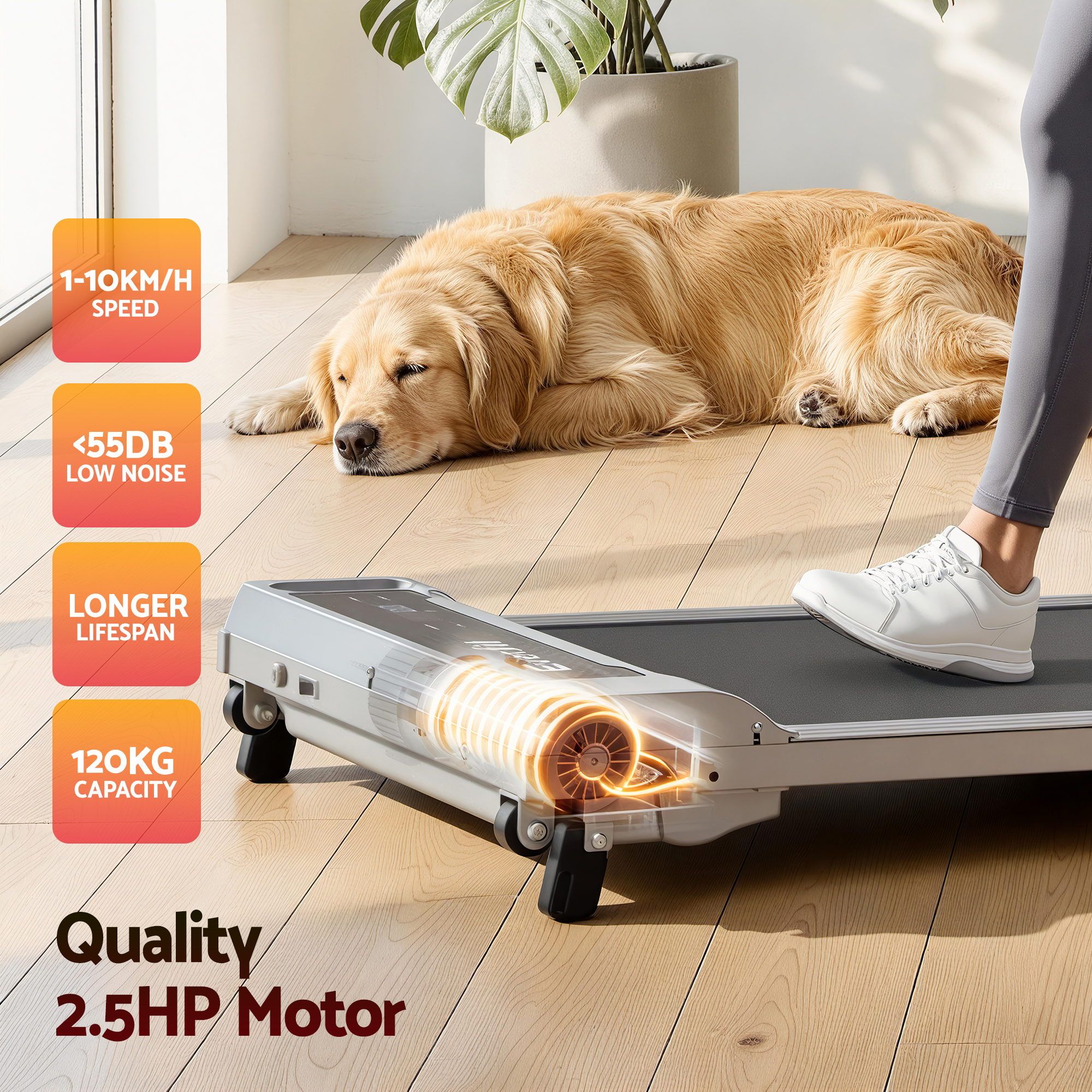Everfit 3 in 1 Walking Pad Treadmill 12% Incline Under Desk Treadmills for Home Gym With 40cm Wide Belt Sliver