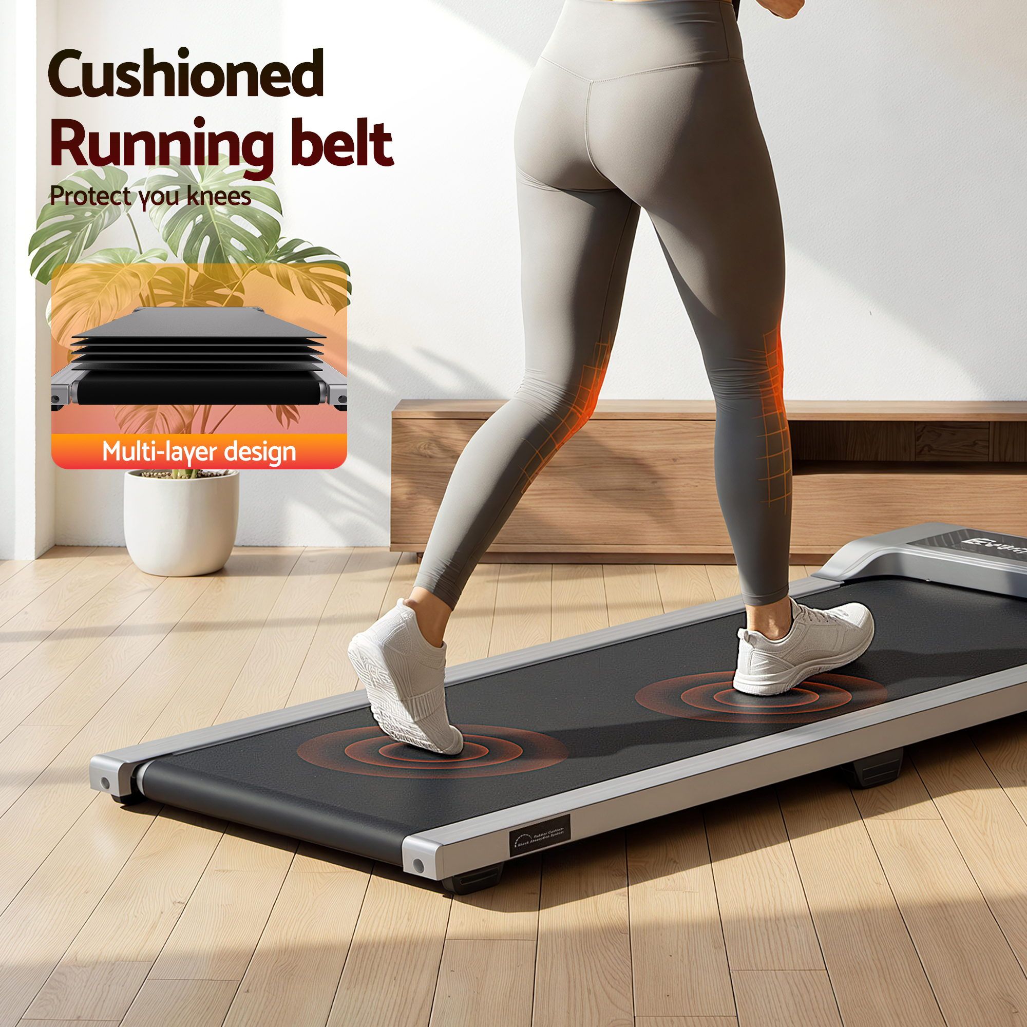 Everfit 3 in 1 Walking Pad Treadmill 12% Incline Under Desk Treadmills for Home Gym With 40cm Wide Belt Sliver