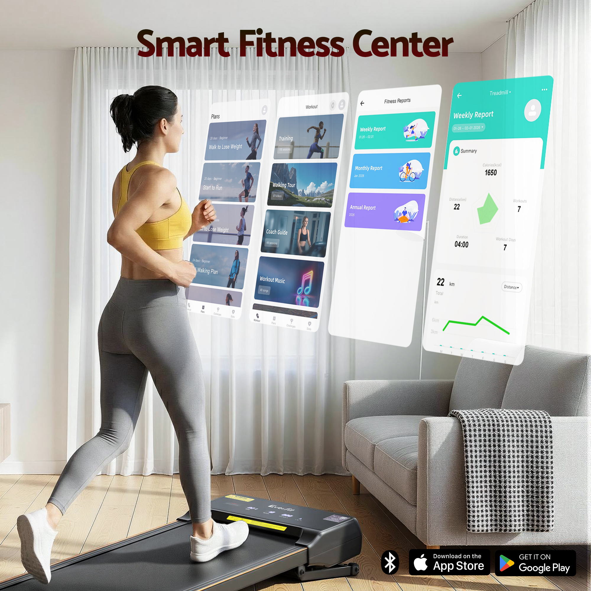 Treadmills: Everfit 3 in 1 Walking Pad Treadmill 20% Auto Incline Under Desk Treadmills for Home Gym With 40cm Wide Belt