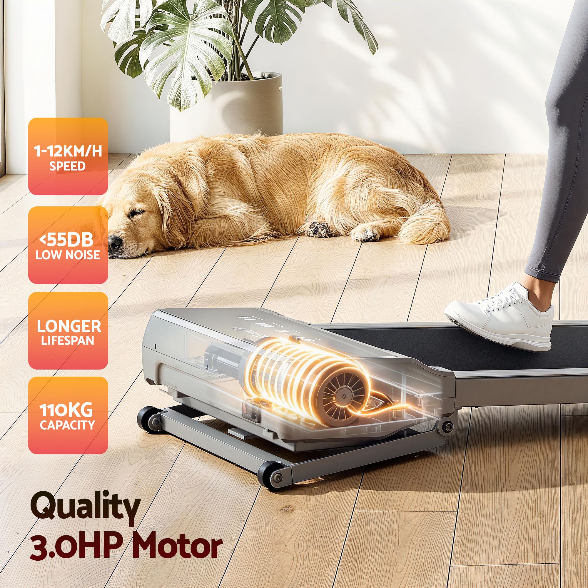 Everfit 3 in 1 Walking Pad Treadmill 20% Auto Incline Under Desk Treadmills for Home Gym With 40cm Wide Belt Sliver