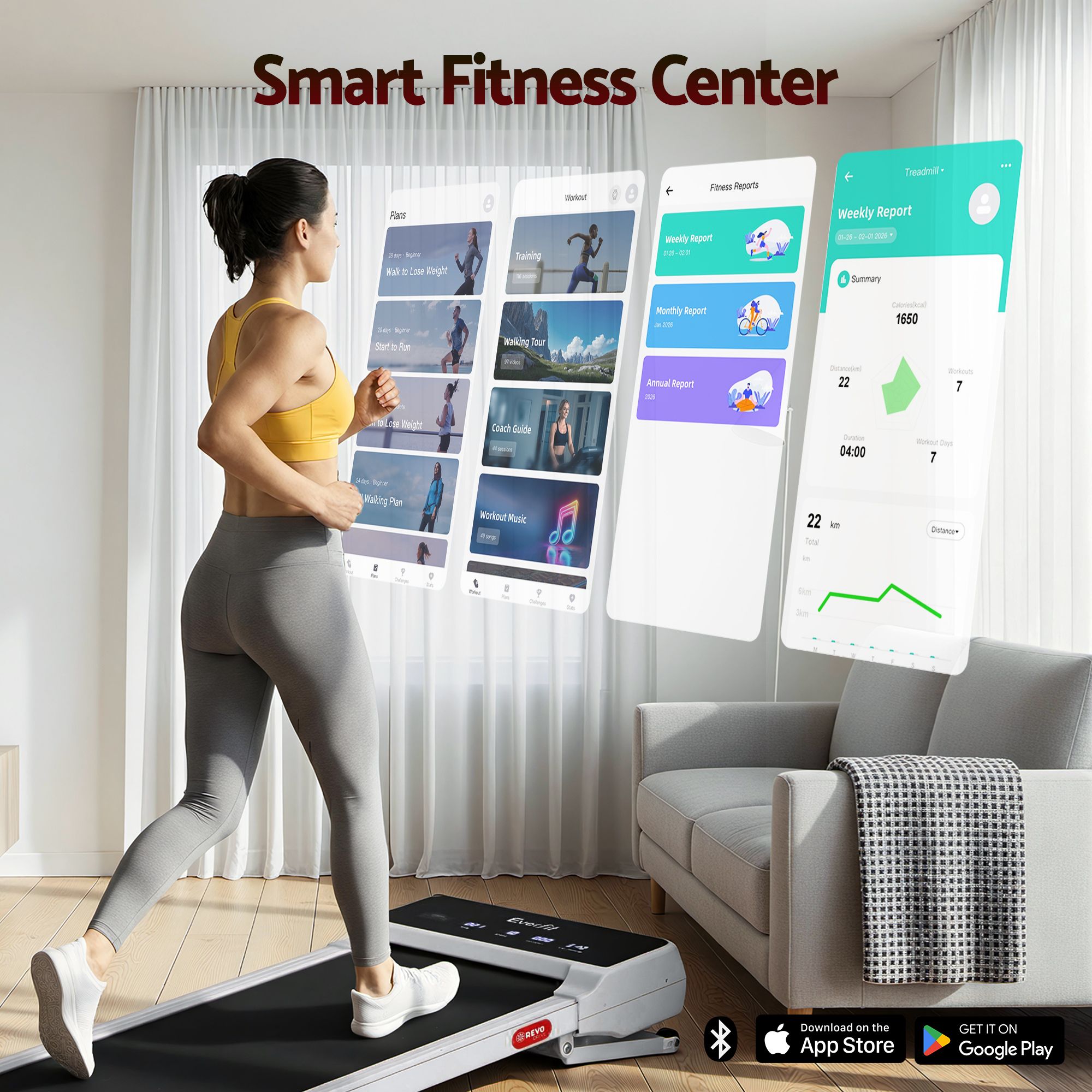 Everfit 3 in 1 Walking Pad Treadmill 20% Auto Incline Under Desk Treadmills for Home Gym With 40cm Wide Belt White