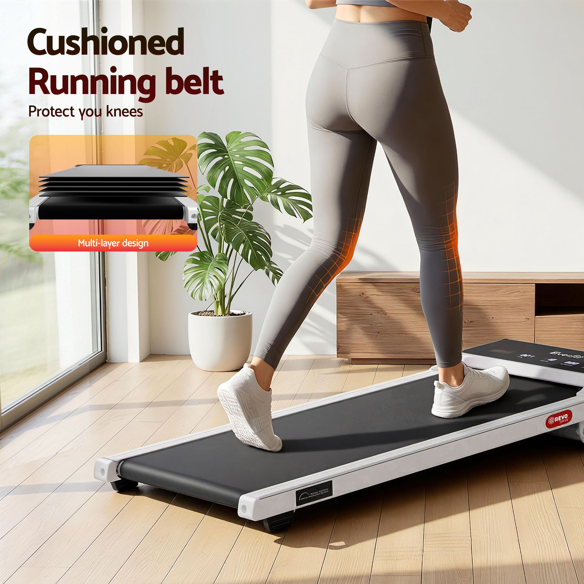 Everfit 3 in 1 Walking Pad Treadmill 20% Auto Incline Under Desk Treadmills for Home Gym With 40cm Wide Belt White