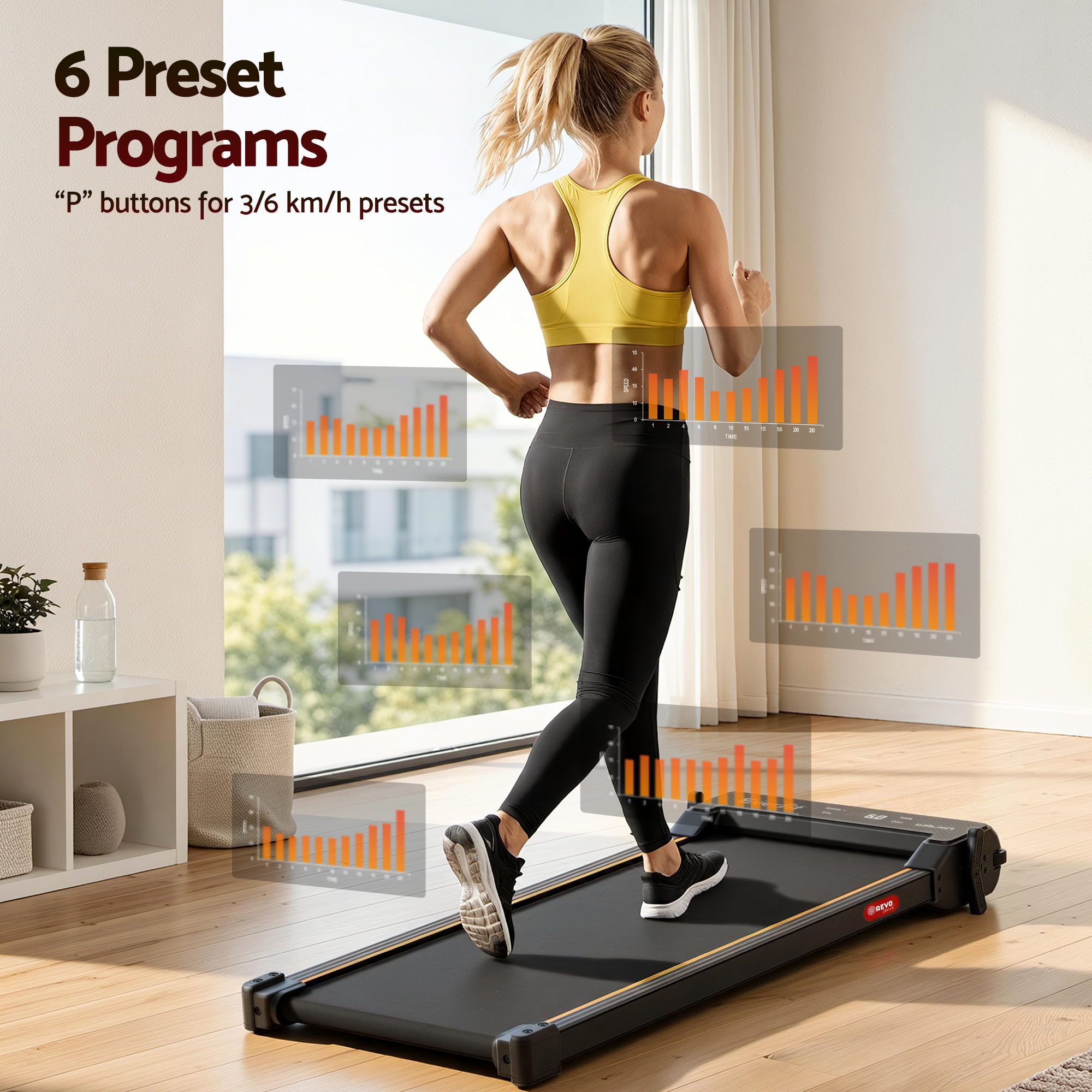 Everfit 2 in 1 Walking Pad Treadmill Dual-Sided Under Desk Treadmills with Foot Massage for Home Gym with App Control Black