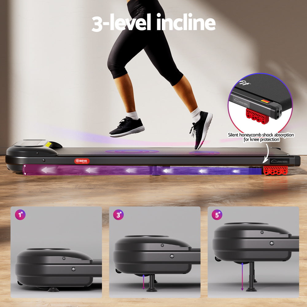 Treadmills: Everfit Treadmill Electric Walking Pad with Incline Under Desk Home Gym Black