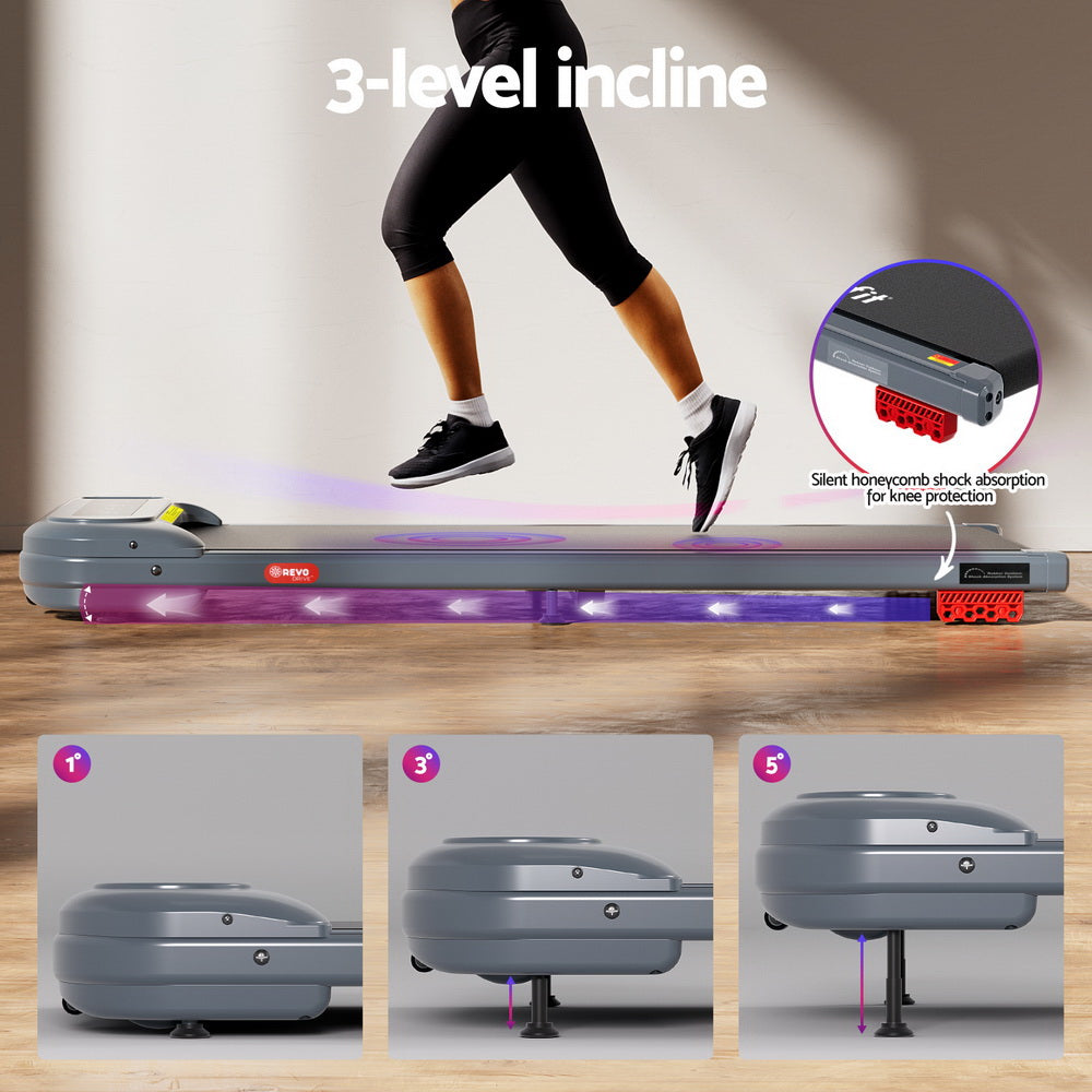 Treadmills: Everfit Treadmill Electric Walking Pad with Incline Under Desk Home Gym Grey