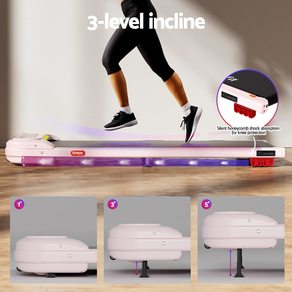 Treadmills: Everfit Treadmill Electric Walking Pad with Incline Under Desk Home Gym Pink