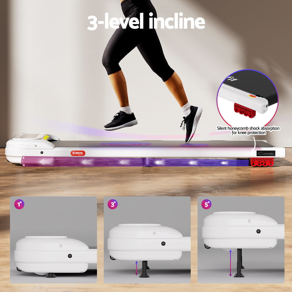 Treadmills: Everfit Treadmill Electric Walking Pad with Incline Under Desk Home Gym White