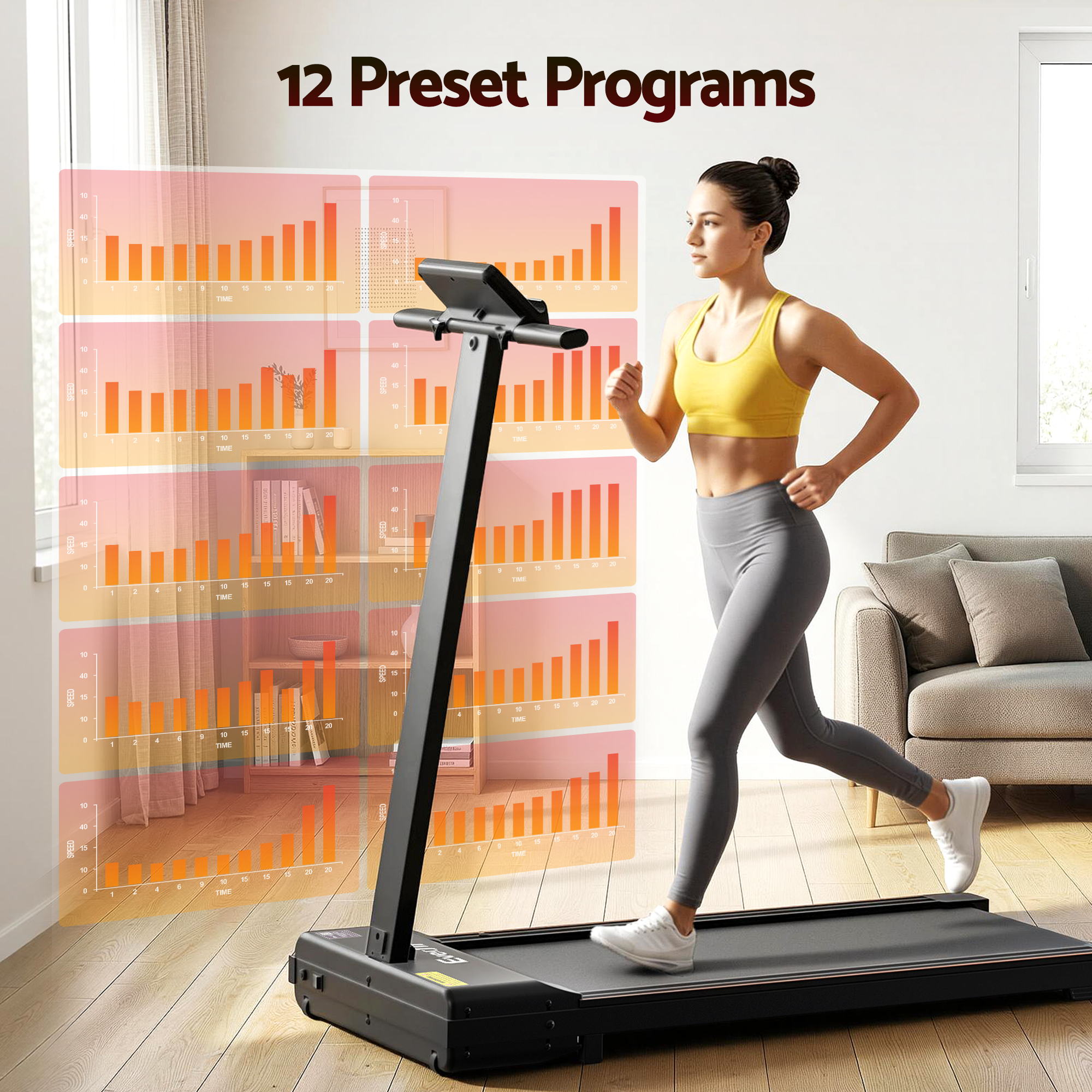 Treadmills: Everfit Walking Pad Treadmill 2 in 1 Foldable for Home Gym 40cm Wide Belt 12 Programs with App