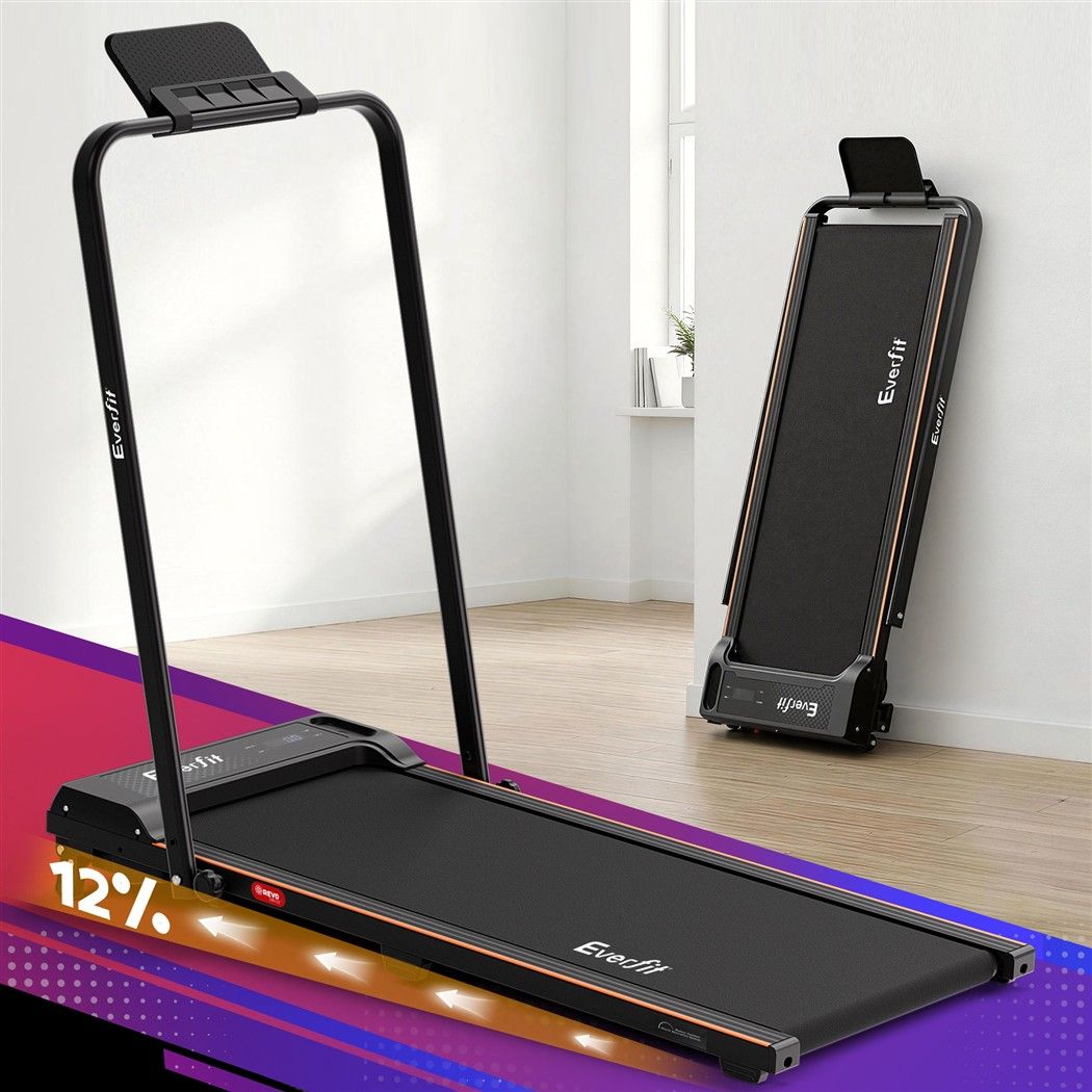 Everfit 3 in 1 Walking Pad Treadmill 12% Incline Foldable Under Desk Treadmills for Home Gym With 40cm Wide Belt Black
