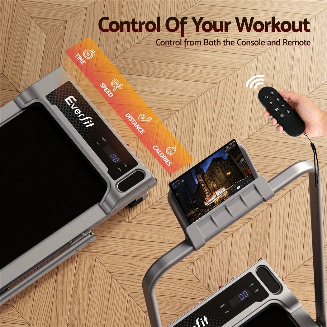 Everfit 3 in 1 Walking Pad Treadmill 12% Incline Foldable Under Desk Treadmills for Home Gym With 40cm Wide Belt Silver
