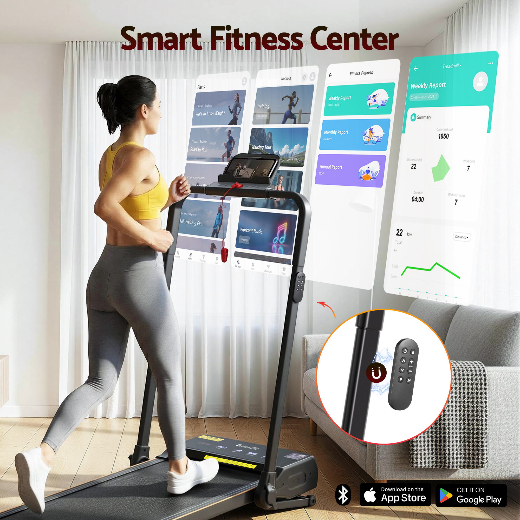 Treadmills: Everfit 3 in 1 Walking Pad Treadmill 20% Auto Incline Under Desk Foldable Treadmills for Home With 40cm Wide Belt