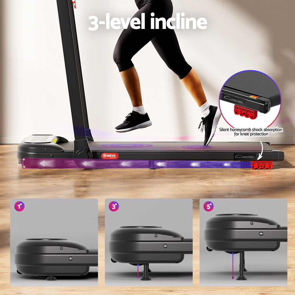 Treadmills: Everfit Treadmill Electric Walking Pad with Incline Foldable for Home Gym Black