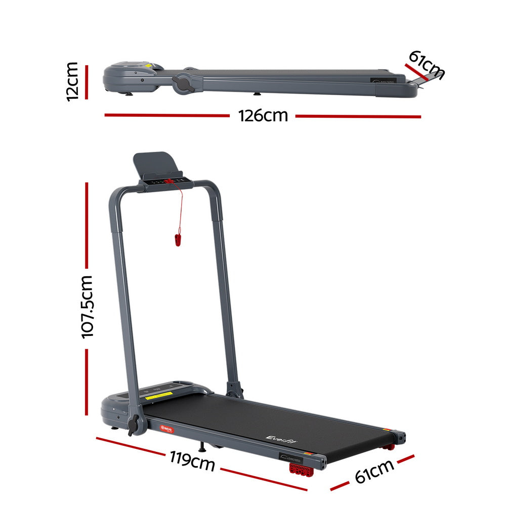 Treadmills: Everfit Treadmill Electric Walking Pad with Incline Foldable for Home Gym Grey