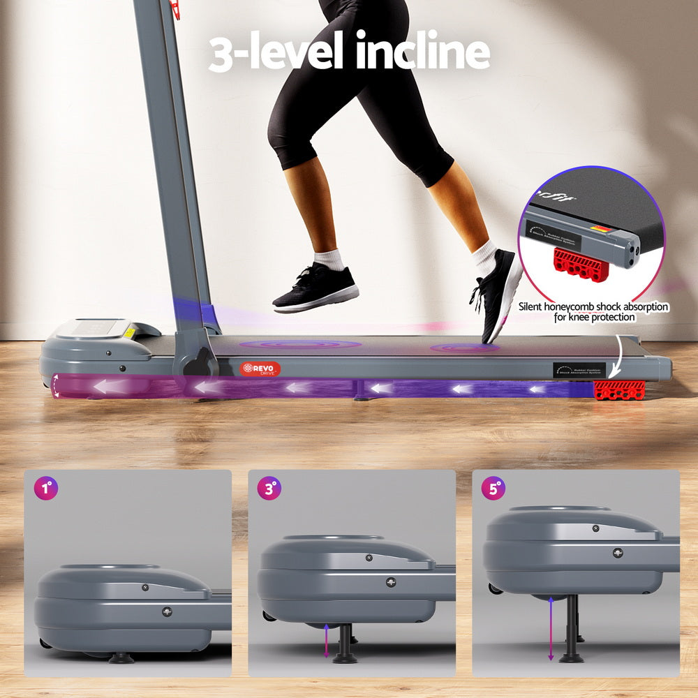 Treadmills: Everfit Treadmill Electric Walking Pad with Incline Foldable for Home Gym Grey