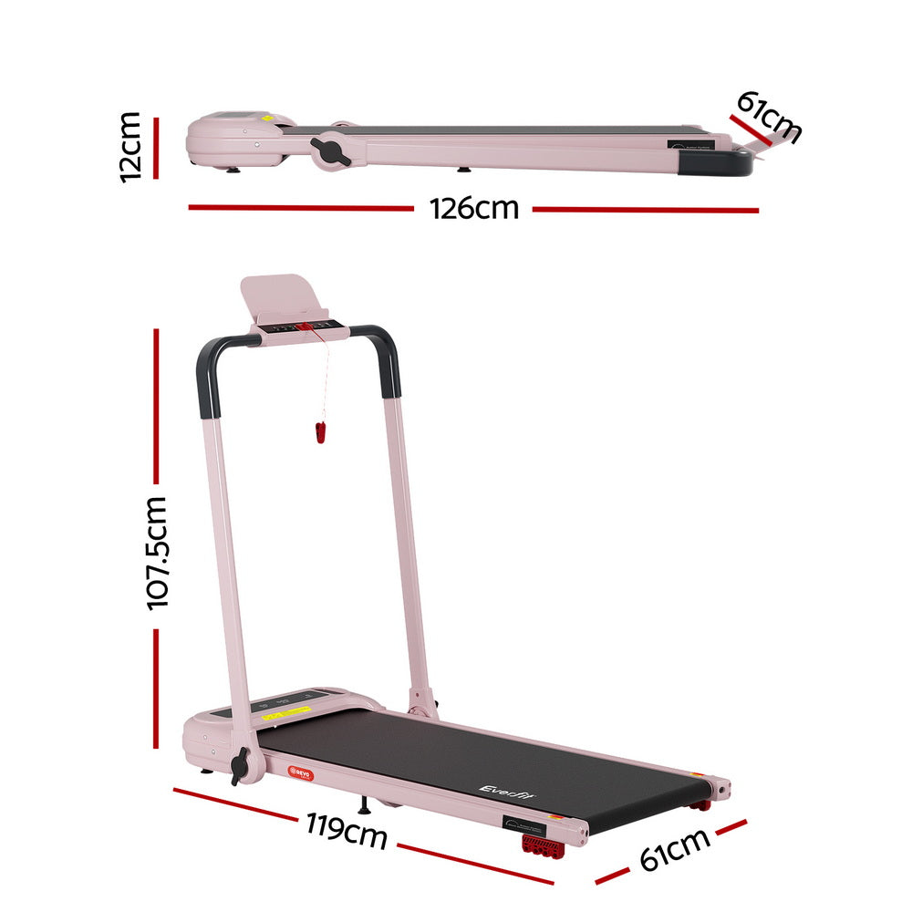 Treadmills: Everfit Treadmill Electric Walking Pad with Incline Foldable for Home Gym Pink