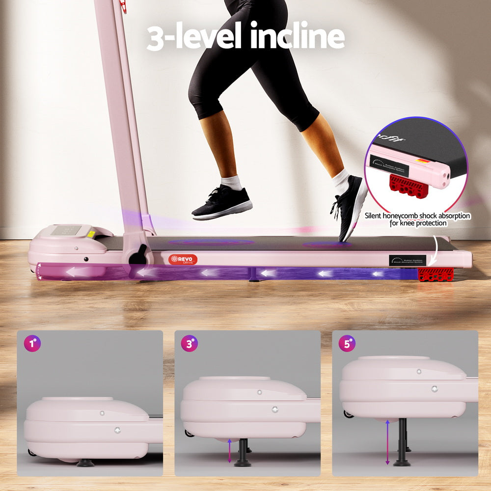 Treadmills: Everfit Treadmill Electric Walking Pad with Incline Foldable for Home Gym Pink