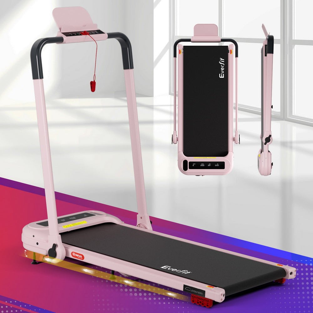 Treadmills: Everfit Treadmill Electric Walking Pad with Incline Foldable for Home Gym Pink