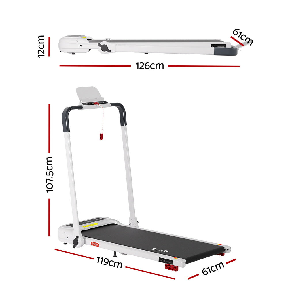Treadmills: Everfit Treadmill Electric Walking Pad with Incline Foldable for Home Gym White