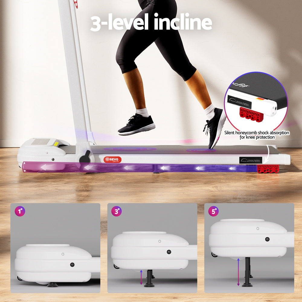 Treadmills: Everfit Treadmill Electric Walking Pad with Incline Foldable for Home Gym White