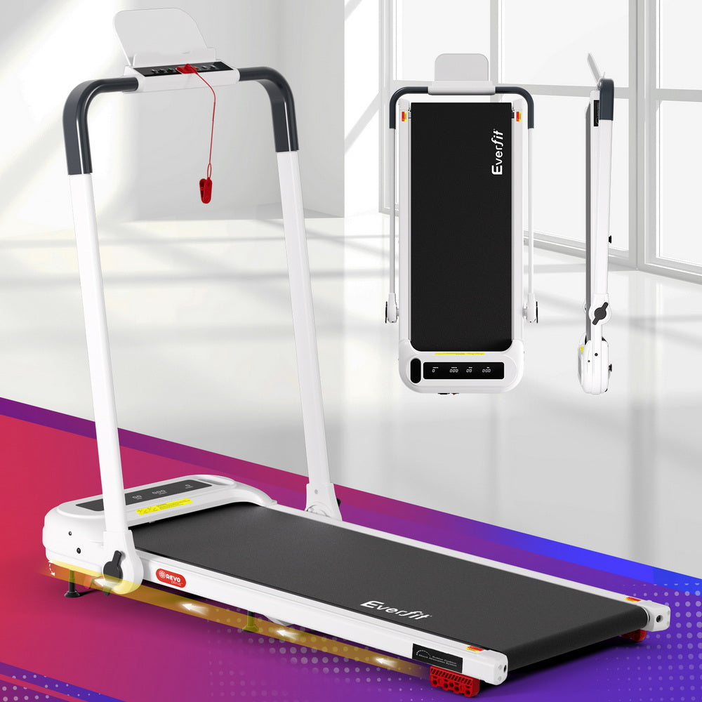 Treadmills: Everfit Treadmill Electric Walking Pad with Incline Foldable for Home Gym White