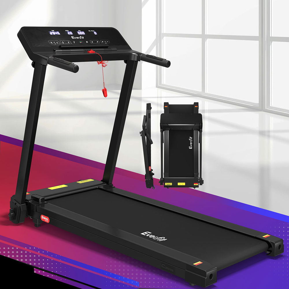 Treadmills: Everfit Treadmill Electric Home Gym Fitness Exercise Knob Foldable 420mm Black