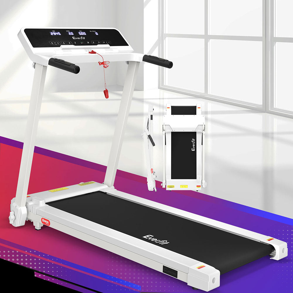 Treadmills: Everfit Treadmill Electric Home Gym Fitness Exercise Knob Foldable 420mm White