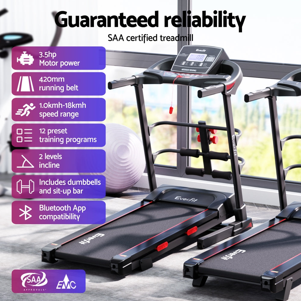 Treadmills: Everfit Treadmill Electric Home Gym Fitness Exercise Machine w/ Sit Up Bar 420mm