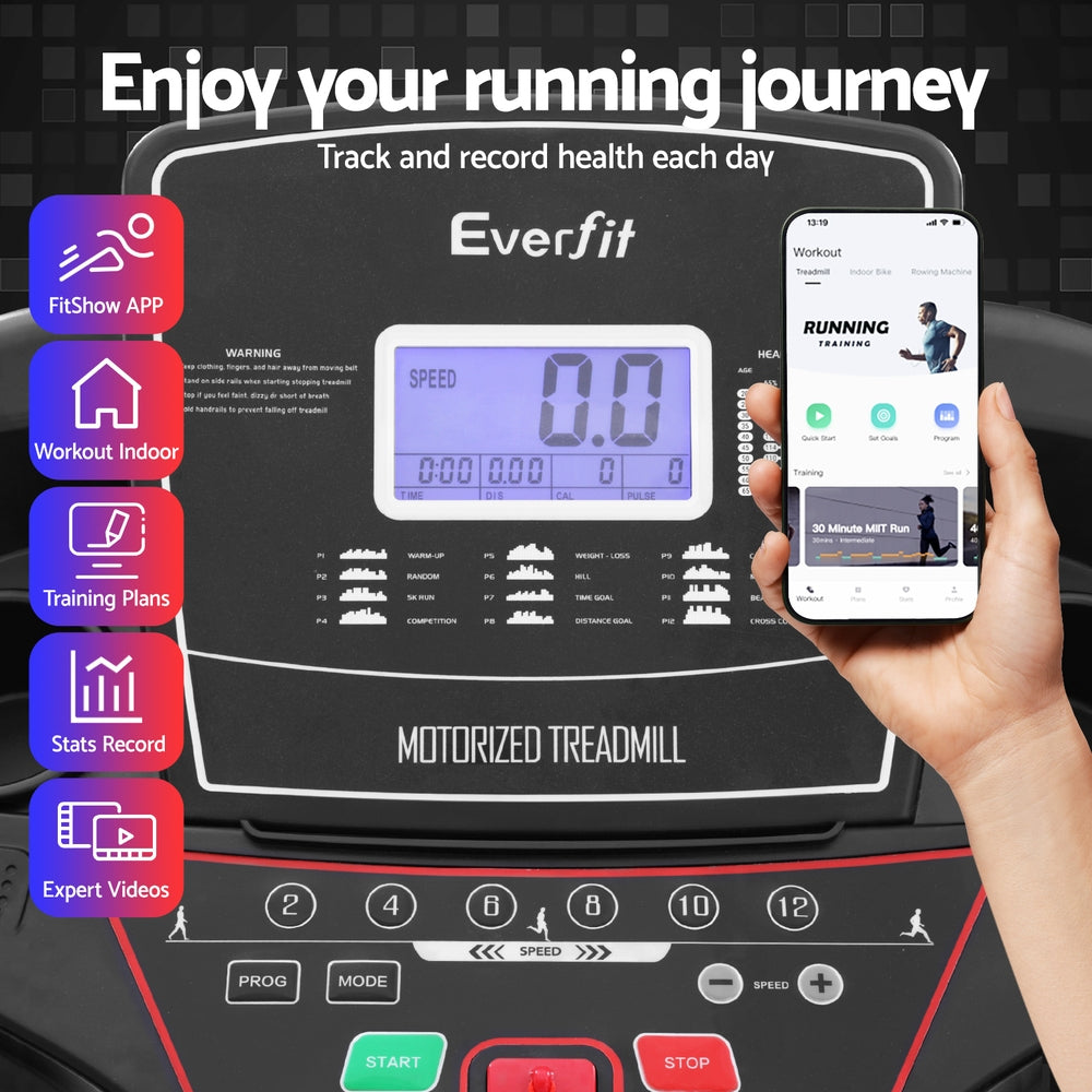 Treadmills: Everfit Treadmill Electric Home Gym Fitness Exercise Machine w/ Sit Up Bar 420mm