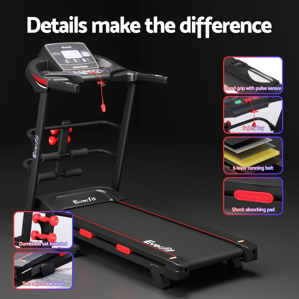 Treadmills: Everfit Treadmill Electric Home Gym Fitness Exercise Machine w/ Sit Up Bar 420mm