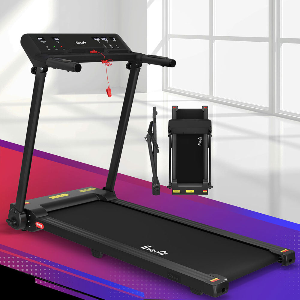 Treadmills: Everfit Treadmill Electric Home Gym Fitness Exercise Knob Foldable 450mm Black