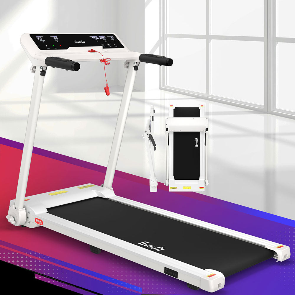 Treadmills: Everfit Treadmill Electric Home Gym Fitness Exercise Knob Foldable 450mm White