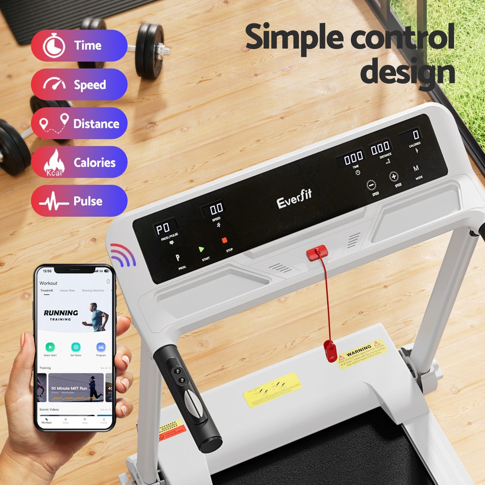 Treadmills: Everfit Treadmill Electric Home Gym Fitness Exercise Knob Foldable 450mm White