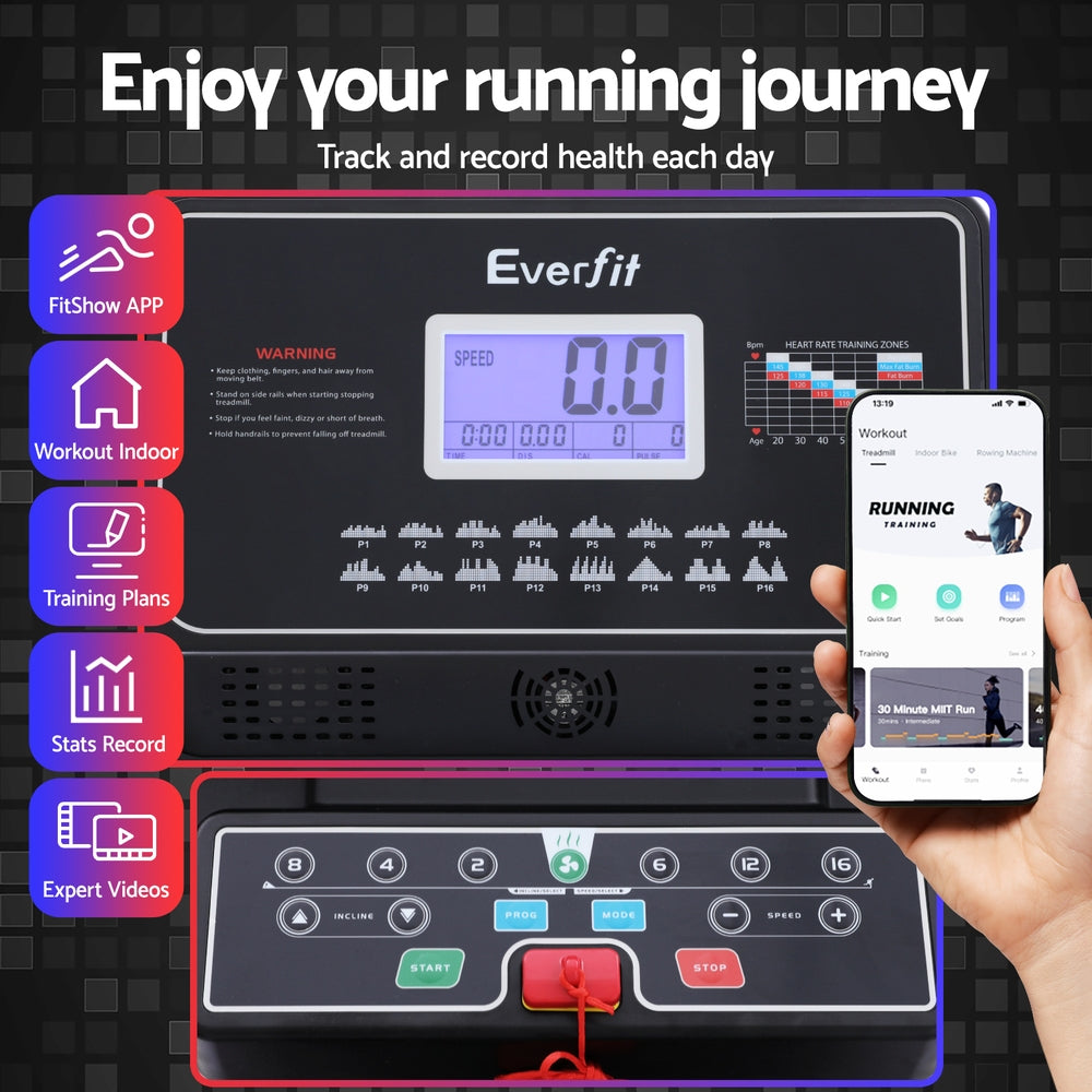 Treadmills: Everfit Treadmill Electric Home Gym Fitness Exercise Machine w/ Sit Up Bar 450mm