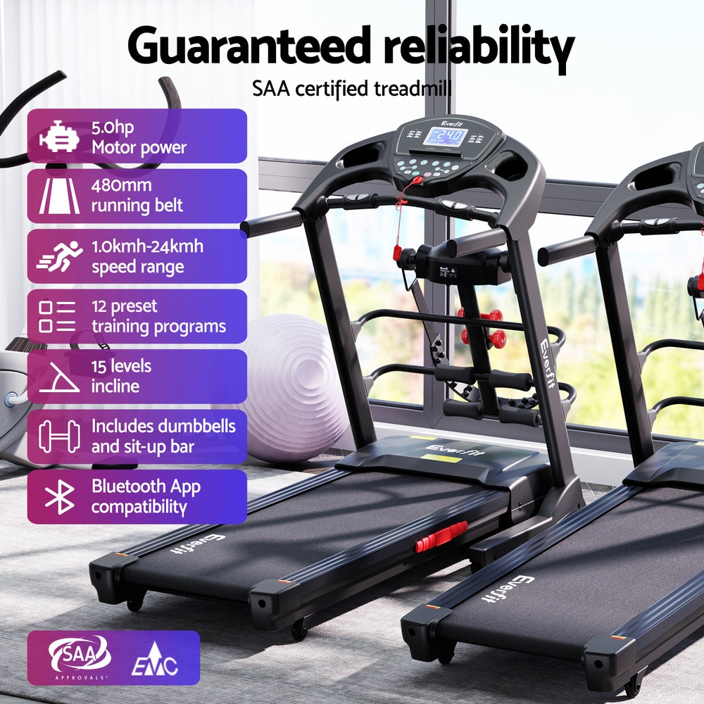 Treadmills: Everfit Treadmill Electric Home Gym Fitness Exercise Machine w/ Massager 480mm