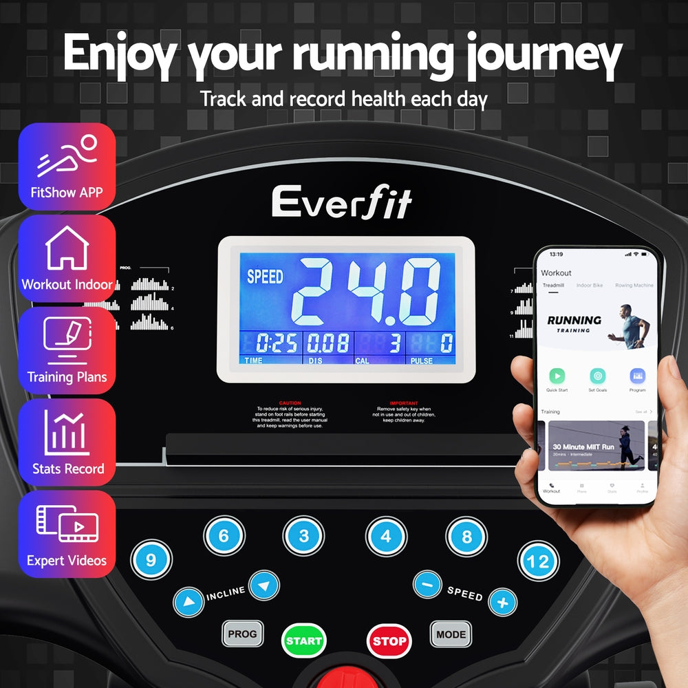 Treadmills: Everfit Treadmill Electric Home Gym Fitness Exercise Machine w/ Massager 480mm