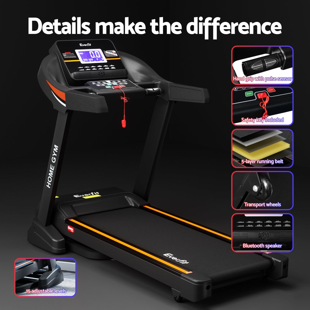 Treadmills: Everfit Treadmill Electric Auto Incline Home Gym Fitness Exercise Machine 490mm