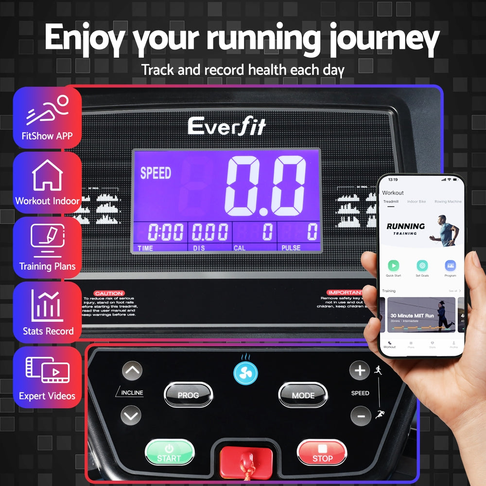Treadmills: Everfit Treadmill Electric Home Gym Fitness Exercise Machine w/ Sit Up Bar 480mm