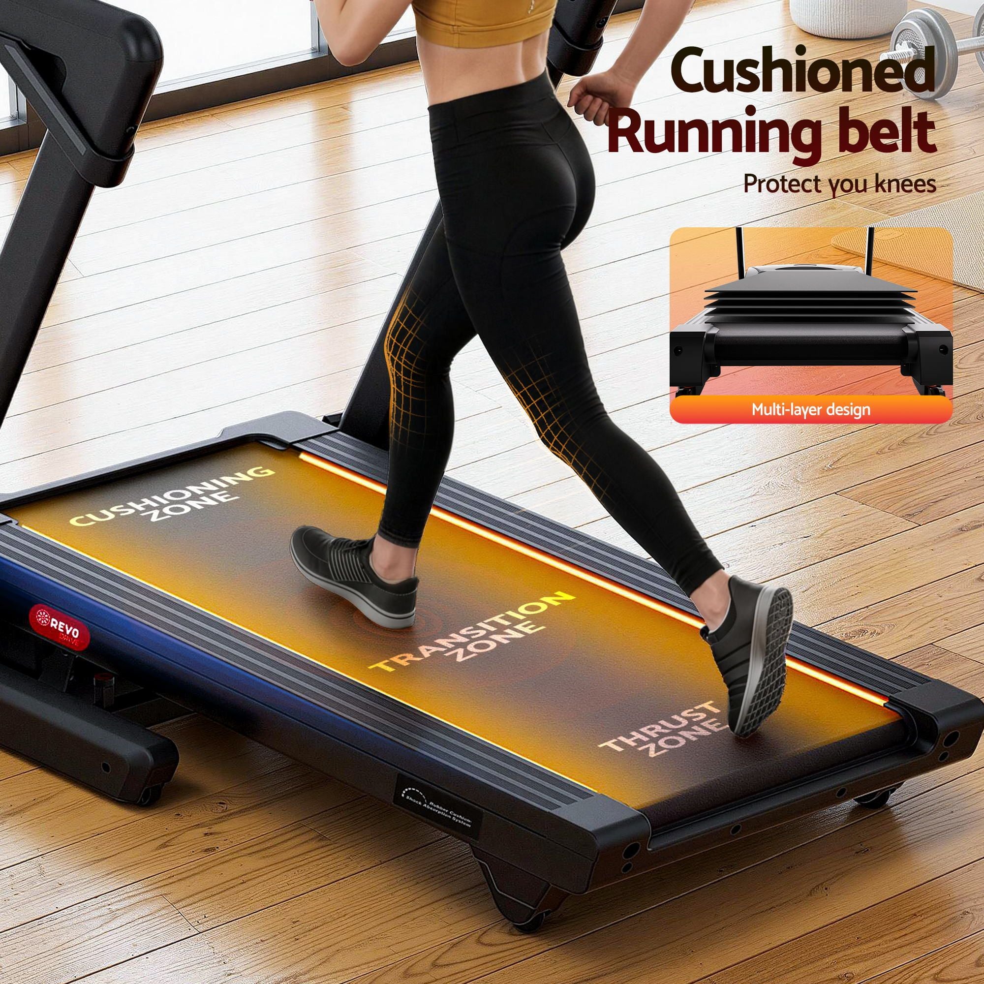 Everfit 500mm Wide Belt Treadmill 30% Auto Incline Foldable Treadmills for Home with LED Lights