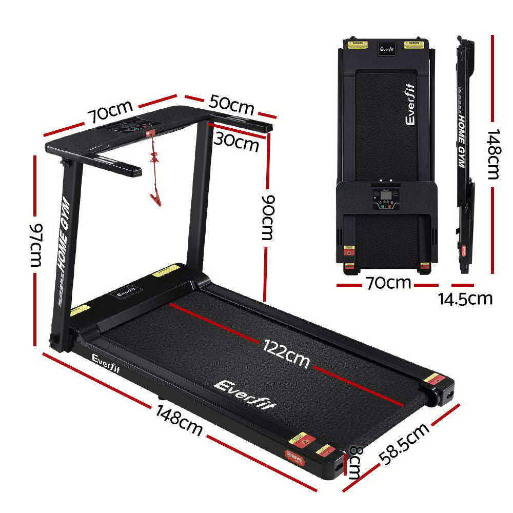 Treadmills: Everfit Treadmill Electric Home Gym Fitness Exercise Fully Foldable 420mm Black