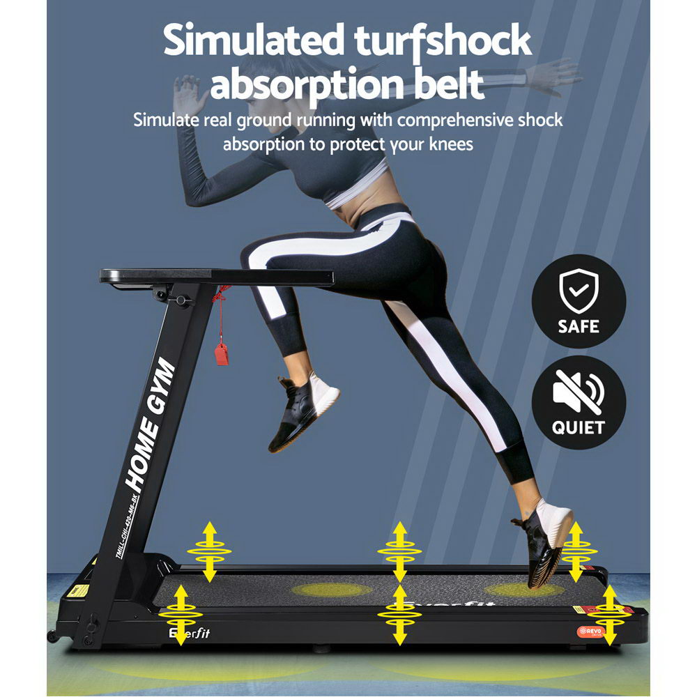 Treadmills: Everfit Treadmill Electric Home Gym Fitness Exercise Fully Foldable 420mm Black
