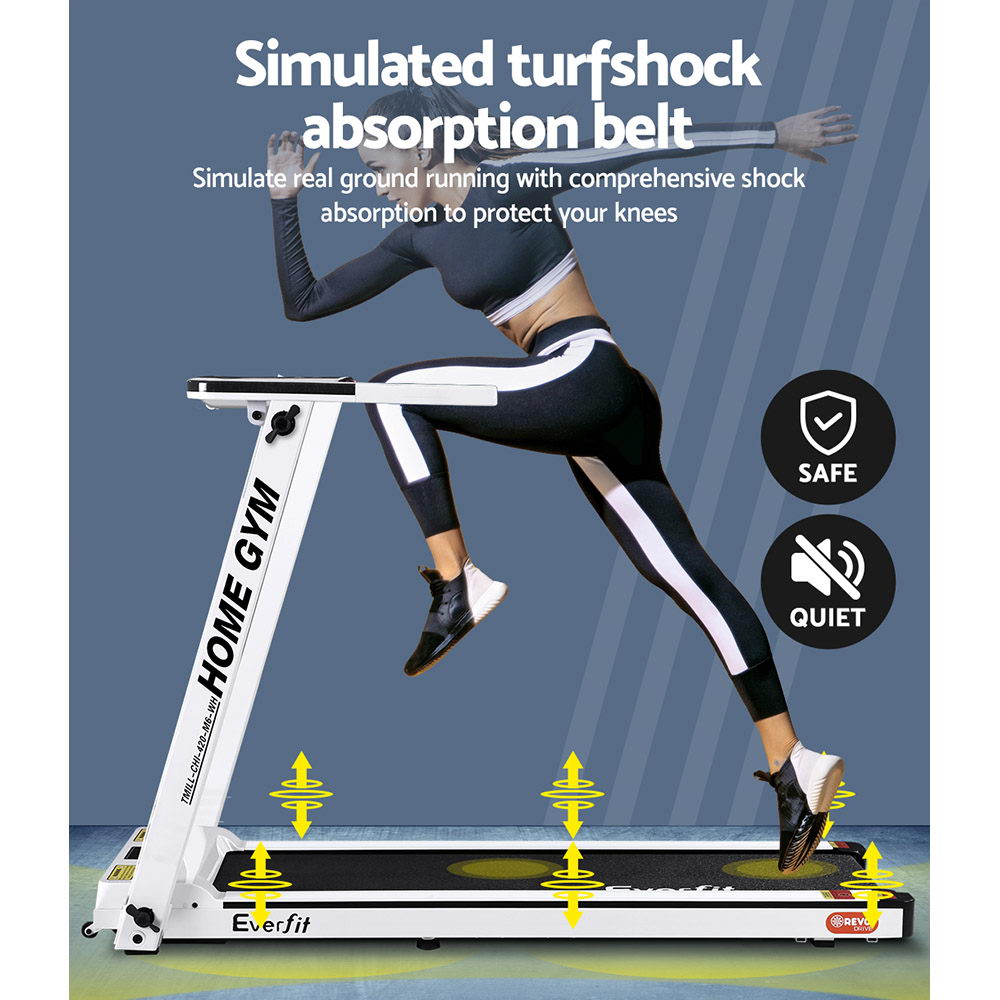 Treadmills: Everfit Treadmill Electric Home Gym Fitness Exercise Fully Foldable 420mm White