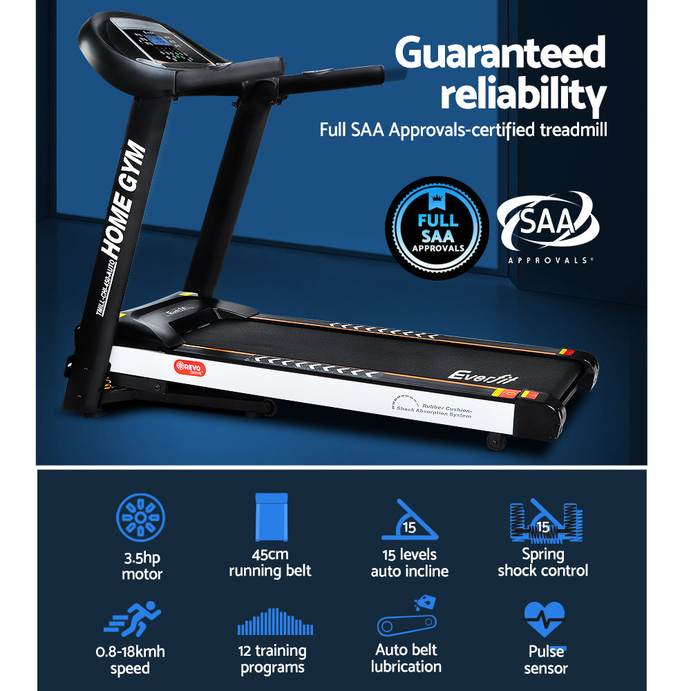 Exercise Bikes: Everfit Treadmill Electric Auto Incline Home Gym Fitness Exercise Machine 450mm