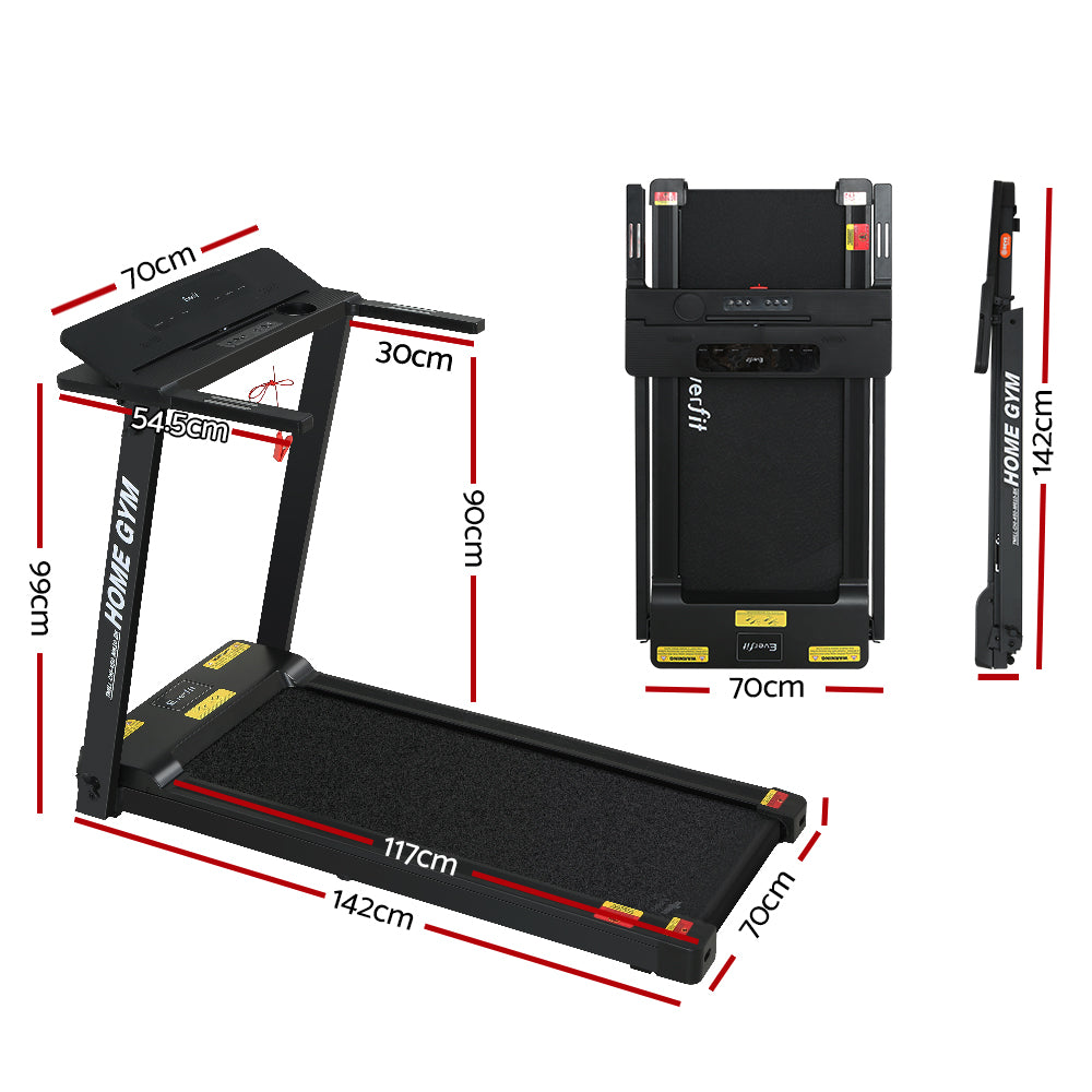 Treadmills: Everfit Treadmill Electric Home Gym Fitness Exercise Fully Foldable 450mm Black