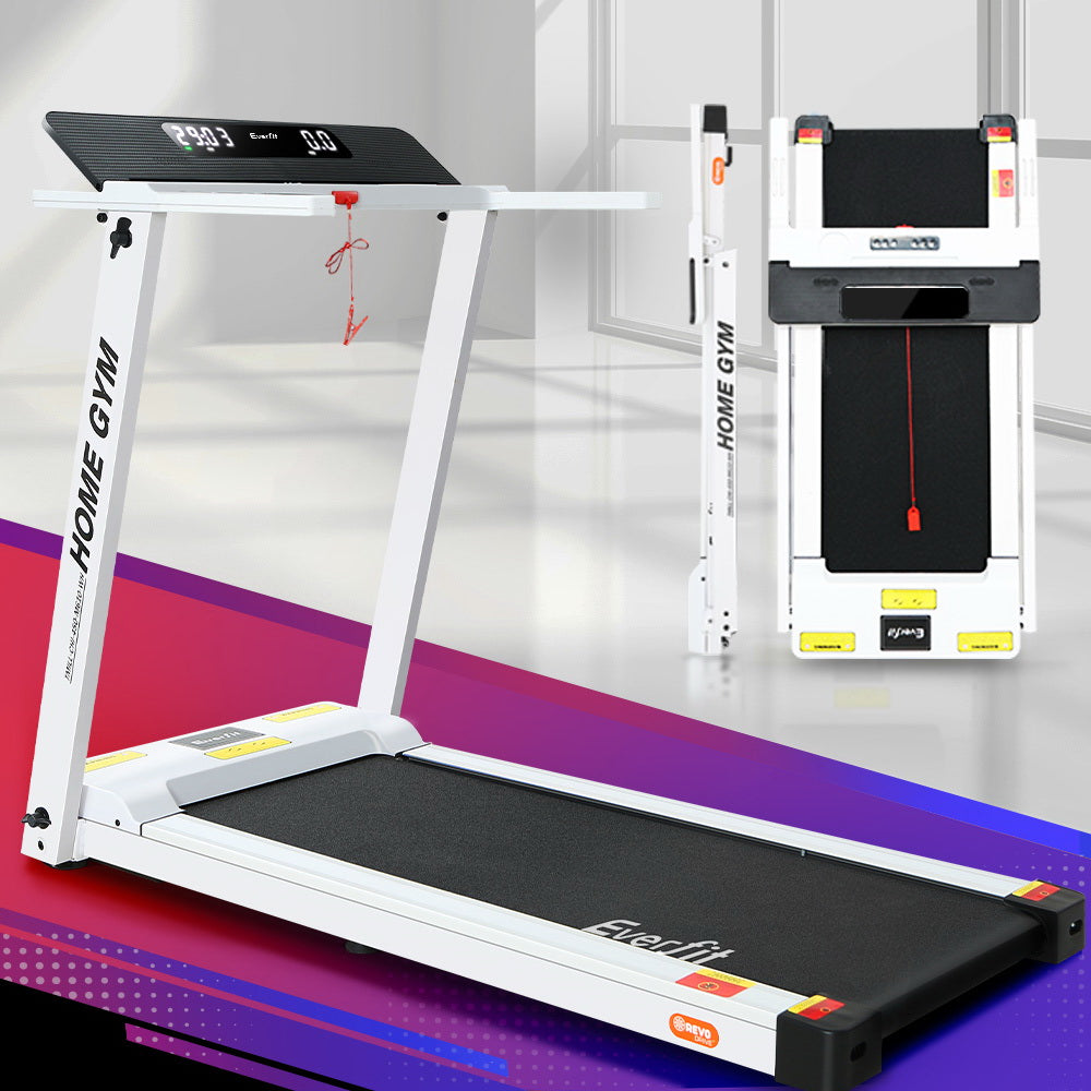 Treadmills: Everfit Treadmill Electric Home Gym Fitness Exercise Fully Foldable 450mm White