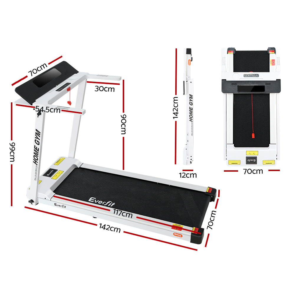 Treadmills: Everfit Treadmill Electric Home Gym Fitness Exercise Fully Foldable 450mm White